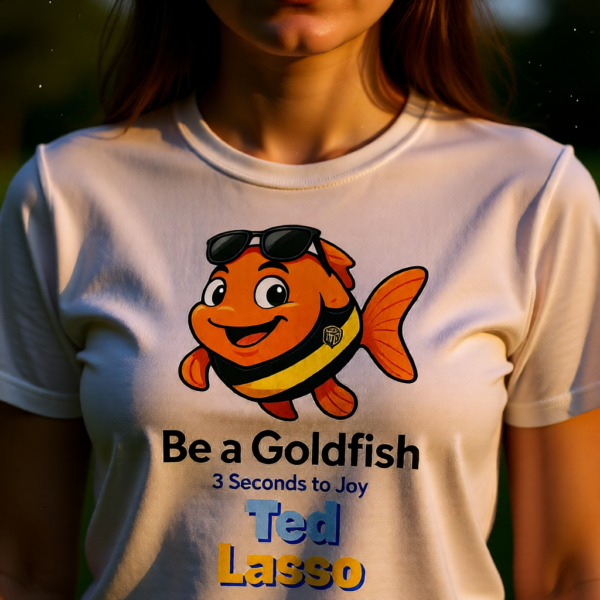 20251215112954-1f0d9a96-0b3d-606e-ad1c-5a5f6c76db2d-1.png Ted Lasso Inspired “Be a Goldfish” T-Shirt, Motivational TV Show Quote Tee, Positive Mindset Shirt, Gift for Fans