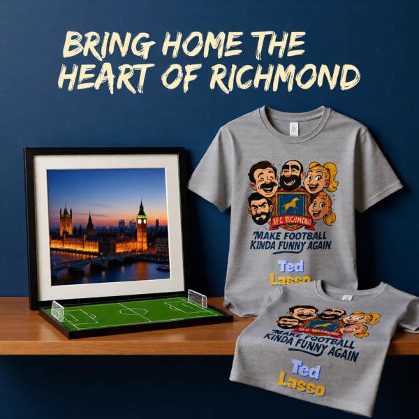20260117144308-1f0f3b2d-6d7d-63bc-bb36-a6b5fd999c0b.png Make Football Kinda Funny Again | Ted Lasso Funny Cartoon T-Shirt | AFC Richmond Cast Tee