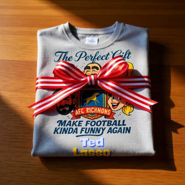 20260117144308-1f0f3b2d-6de0-6160-ab9a-c2960b096122.png Make Football Kinda Funny Again | Ted Lasso Funny Cartoon T-Shirt | AFC Richmond Cast Tee