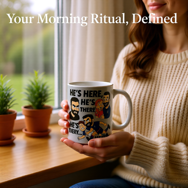 20260117200656-1f0f3e01-2e49-67f0-9f81-c2960b096122.png Hes Here, Hes There, Hes Every... WHERE | Roy Kent Mug | Funny Ted Lasso Football Quote Cup