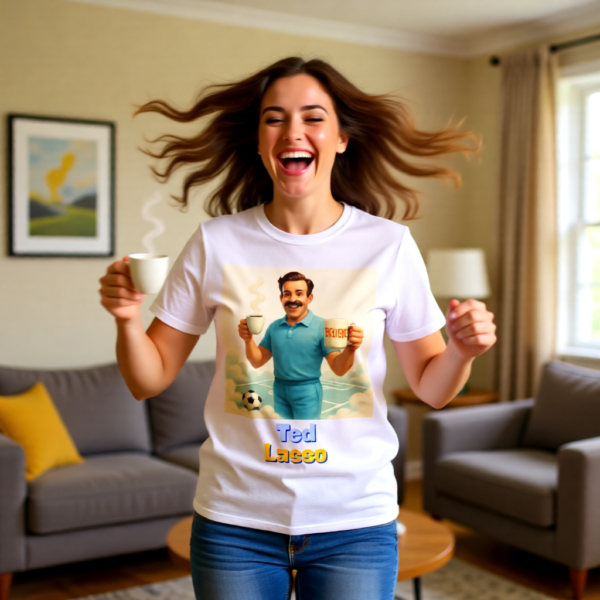 20260117204325-1f0f3e52-ba26-6f42-92e2-a6b5fd999c0b.png I Run on Optimism and Tea, Like Ted | Wholesome Ted Lasso T-Shirt | Cute Positivity Gift